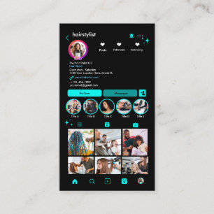 Kapsalon Instagram Turquoise Scan om te Verbinden Visitekaartje