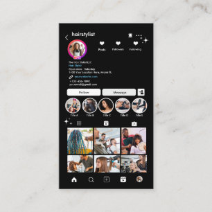Kapsalon Instagram Zwart Scan om te verbinden QR Visitekaartje