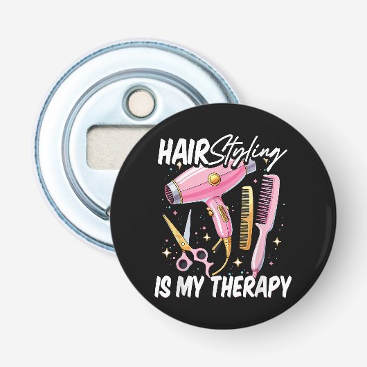 Kapsalon Is Mijn Therapie Button Flesopener (Voorkant)
