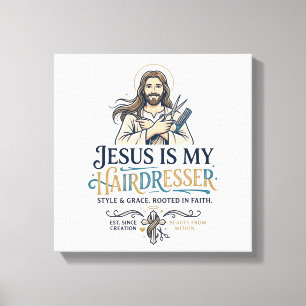 Kapsalon Jezus Kapsalon T-Shirt Inspiratie Canvas Afdruk