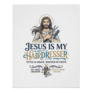 Kapsalon Jezus Kapsalon T-Shirt Inspiratie Perfect Poster