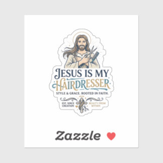 Kapsalon Jezus Kapsalon T-Shirt Inspiratie Sticker