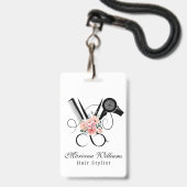 kapsalon kapper bloemenschaar naamkaartje badge (Achterkant met lanyard)