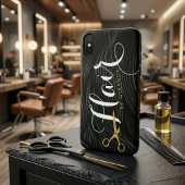 Kapsalon Kapper Moderne Zwarte Gouden Schaar Case-Mate iPhone Case