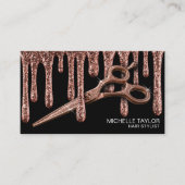 Kapsalon Kapper Roze Goud Glitter QR Code Visitekaartje (Voorkant)