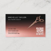 Kapsalon Kapper Roze Goud Glitter QR Code Visitekaartje (Achterkant)
