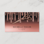 Kapsalon Kapper Roze Goud Glitter QR Code Visitekaartje (Voorkant)