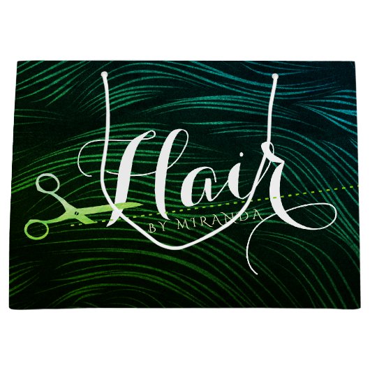 Kapsalon Kapper Schoonheid Groen Goud Schaar Groot Cadeauzakje (Voorkant)