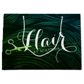 Kapsalon Kapper Schoonheid Groen Goud Scharen Groot Cadeauzakje (Voorkant)