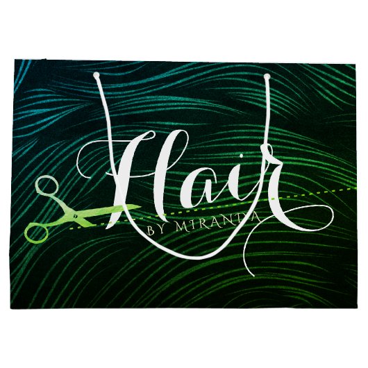Kapsalon Kapper Schoonheid Groen Goud Scharen Groot Cadeauzakje (Achterkant)