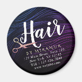 Kapsalon Kapper Schoonheid Roze Gouden Scharen Magneet (Voorkant)