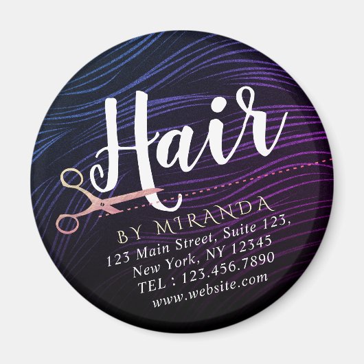 Kapsalon Kapper Schoonheid Roze Gouden Scharen Magneet (Voorkant)