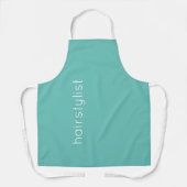Kapsalon Kapper Teal Blauw Wit Aangepast Schort (Voorkant)