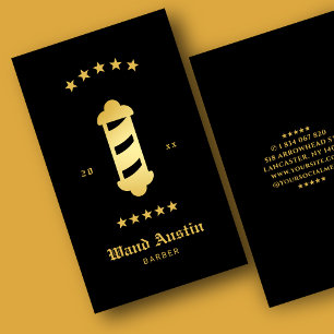 Kapsalon Kapperpaal Zwart En Goud Visitekaartje