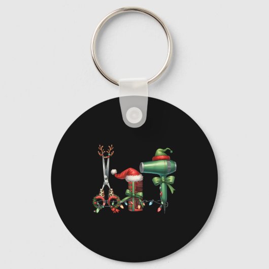 Kapsalon Kerst Kapper Gecertificeerd Sleutelhanger (Voorkant)