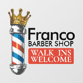 Kapsalon King Crown Herderstok Kapsalon Raamsticker (Vel)