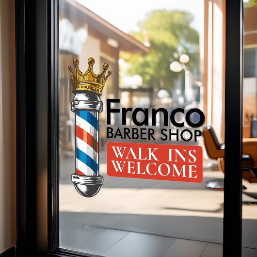 Kapsalon King Crown Herderstok Kapsalon Raamsticker