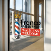 Kapsalon King Crown Herderstok Kapsalon Raamsticker