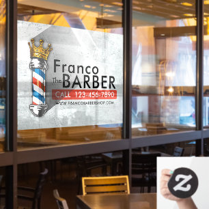 Kapsalon King Crown Herensalon Barberpaal Kappersz Raamsticker