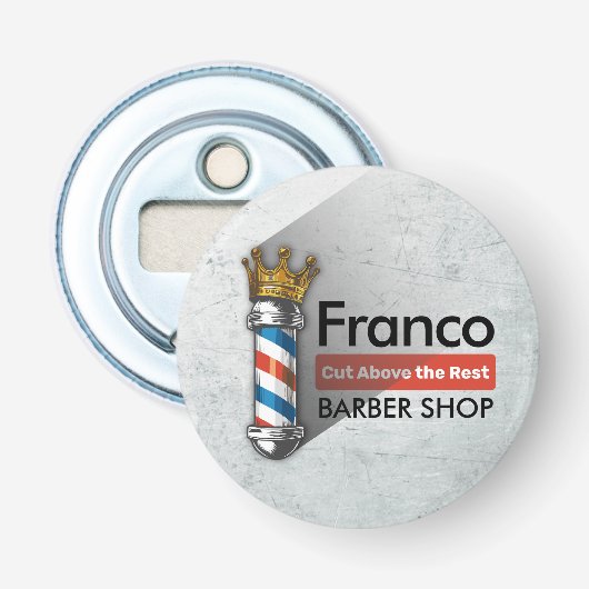 Kapsalon King Crown Kapper Paal Haar Salon Button Flesopener (Voorkant)