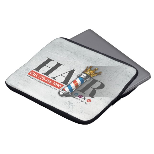 Kapsalon King Crown Kapper Paal Kapsalon Laptop Sleeve (Voorkant top)