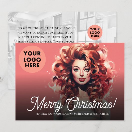Kapsalon Klanten Zakelijk Kerstfeest  Feestdagenkaart (Voorkant / Achterkant)