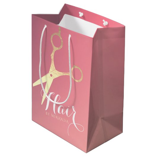 Kapsalon Make-up Modern Roze Gouden Schaar Medium Cadeauzakje (Achterkant Gekanteld)