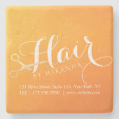 Kapsalon Make-up Salon Chic Oranje Gouden Schaar Stenen Onderzetter (Voorkant)