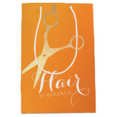 Kapsalon Make-up Salon Chic Oranje Gouden Scharen Medium Cadeauzakje (Voorkant)