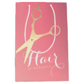 Kapsalon Make-up Salon Modern Roze Gouden Schaar Medium Cadeauzakje (Voorkant)