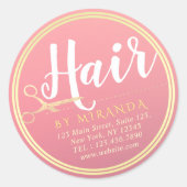 Kapsalon Make-up Salon Modern Roze Gouden Schaar Ronde Sticker (Voorkant)