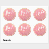 Kapsalon Make-up Salon Modern Roze Gouden Schaar Ronde Sticker (Vel)