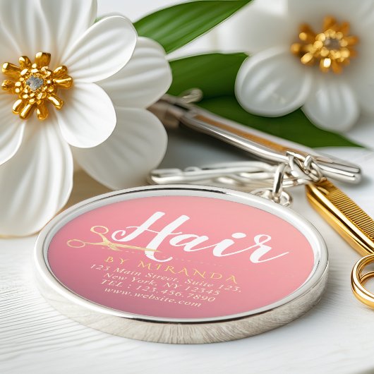 Kapsalon Make-up Salon Modern Roze Gouden Schaar Sleutelhanger
