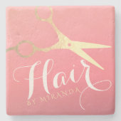 Kapsalon Make-up Salon Modern Roze Gouden Schaar Stenen Onderzetter (Voorkant)