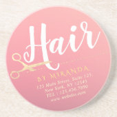 Kapsalon Make-up Salon Modern Roze Gouden Schaar Zandsteen Onderzetter (Voorkant)