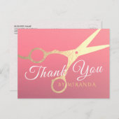 Kapsalon Make-up Salon Moderne Roze Gouden Schaar Briefkaart (Voorkant / Achterkant)