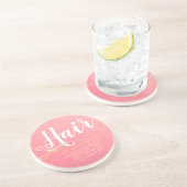 Kapsalon Make-up Salon Moderne Roze Gouden Schaar Zandsteen Onderzetter (Zijkant)