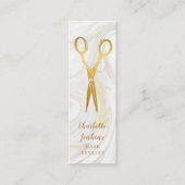 Kapsalon Marmer Krullen Gouden Scharen Mini Visitekaartje (Voorkant)