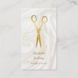 Kapsalon Marmerkrullen Gouden Schaar Visitekaartje