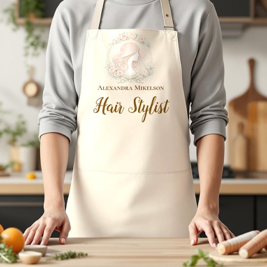Kapsalon met vintage botanische stijl schort