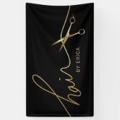 Kapsalon Minimalistische Zwart & Goud Typografie Spandoek (Verticaal)