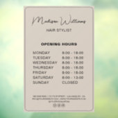 Kapsalon Modern Beige Openingstijden Raamsticker (Vel 3)