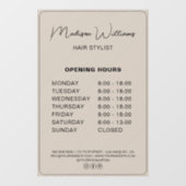 Kapsalon Modern Beige Openingstijden Raamsticker (Vel)