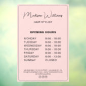 Kapsalon Modern Roze Openingstijden Raamsticker (Vel 3)