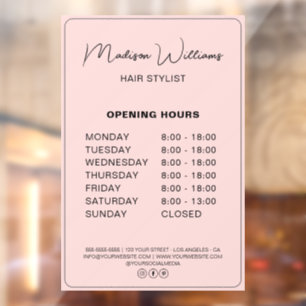 Kapsalon Modern Roze Openingstijden Raamsticker