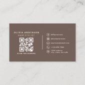 Kapsalon Moderne Bruine QR-code Visitekaartje (Achterkant)
