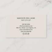 Kapsalon Moderne Monogram Neutraal Beige Visitekaartje (Achterkant)