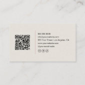 Kapsalon Moderne Neutrale Beige QR-code Visitekaartje (Achterkant)