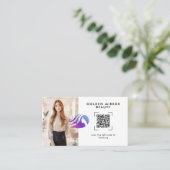 Kapsalon Moderne QR-code Online Boeking Visitekaartje (Staand voorkant)