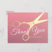 Kapsalon Moderne Roze Gouden Schaar Briefkaart (Voorkant / Achterkant)